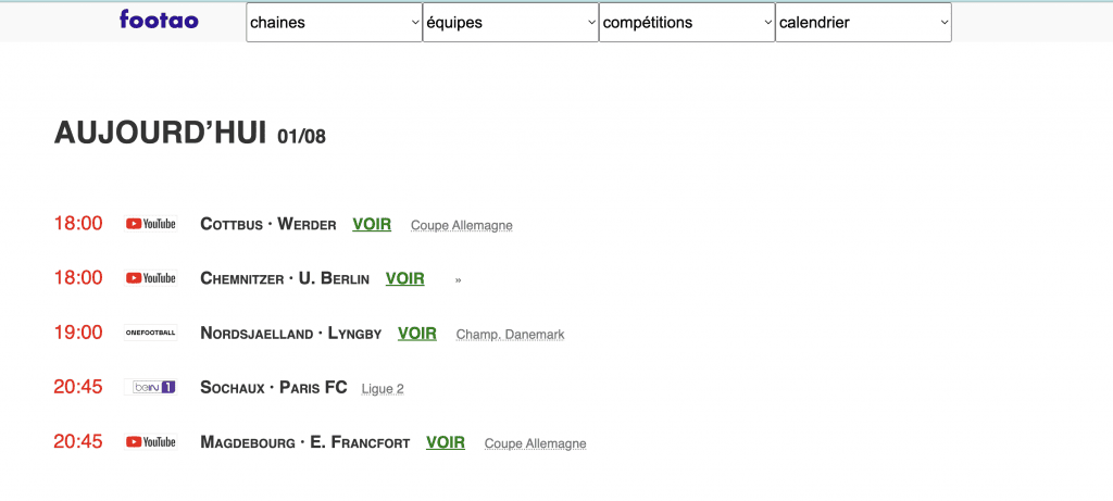 footao calendrier foot